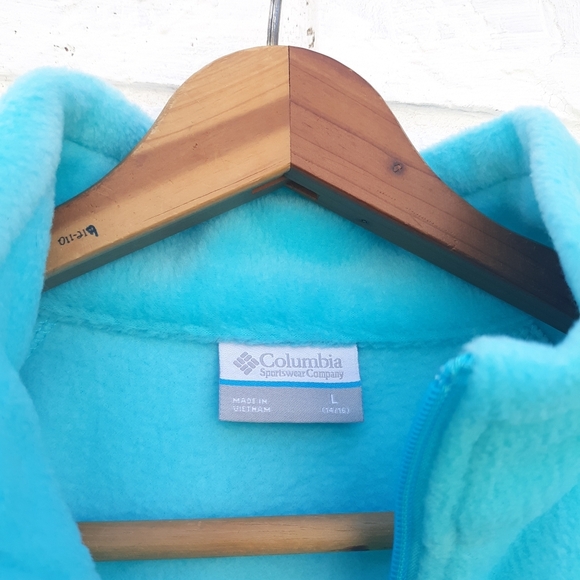 Columbia Fleece Jacket Full Zip Aqua Large - Picture 2 of 5